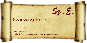 Szarvasy Erik névjegykártya